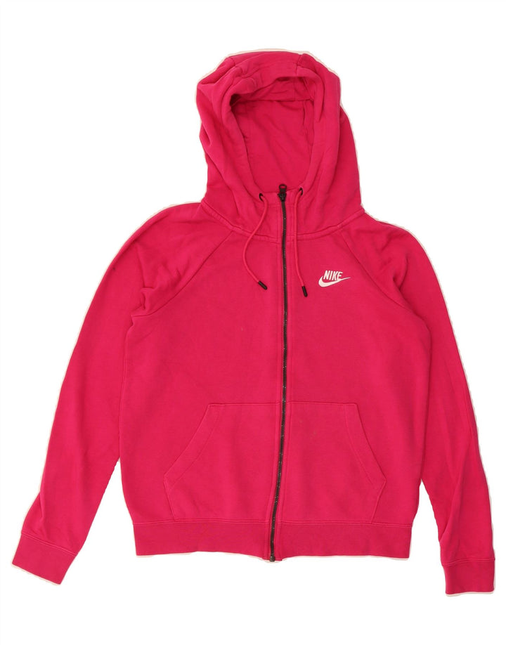 NIKE Womens Oversized Zip Hoodie Sweater UK 6 XS Pink Cotton Vintage Nike and Second-Hand Nike from Messina Hembry 