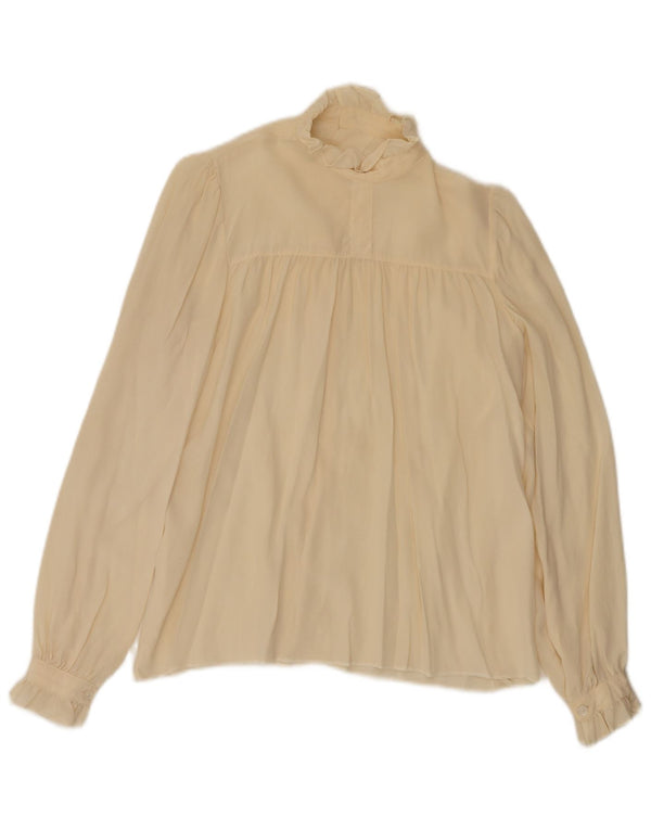 Blusa feminina vintage UK 12 médio off white