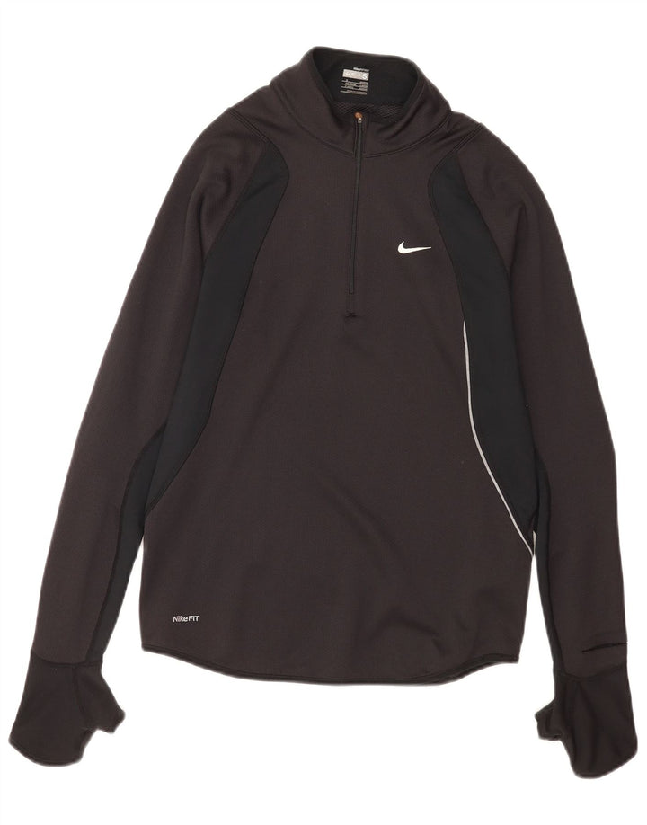 Nike Mens Zip Neck Pullover Treino Top UK 36/38 Pequeno Preto Colourblock