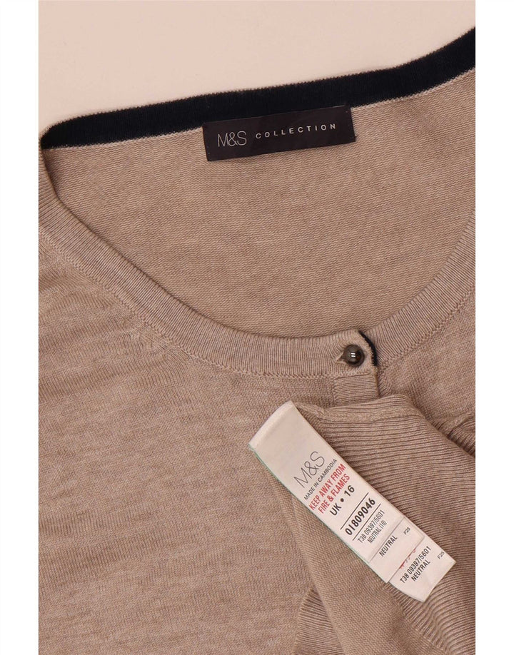 Suéter cardigã feminino Marks & Spencer Reino Unido 16 grande viscose bege