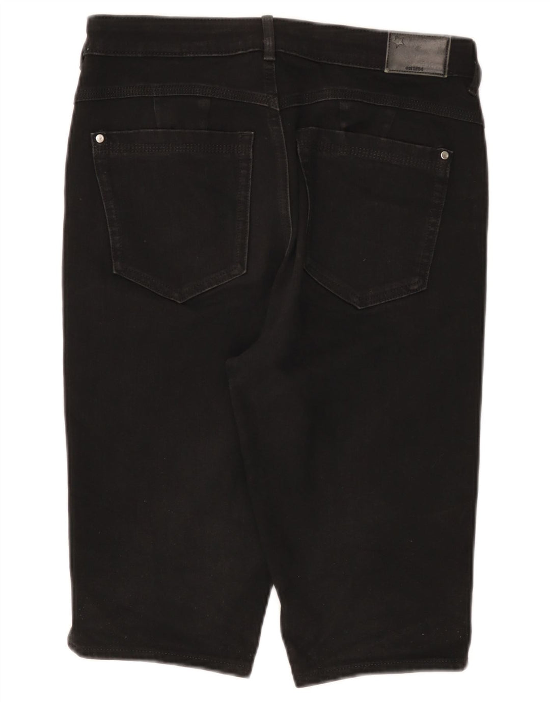 Bermuda jeans feminina Marks & Spencer Reino Unido 12 médio W30 algodão preto