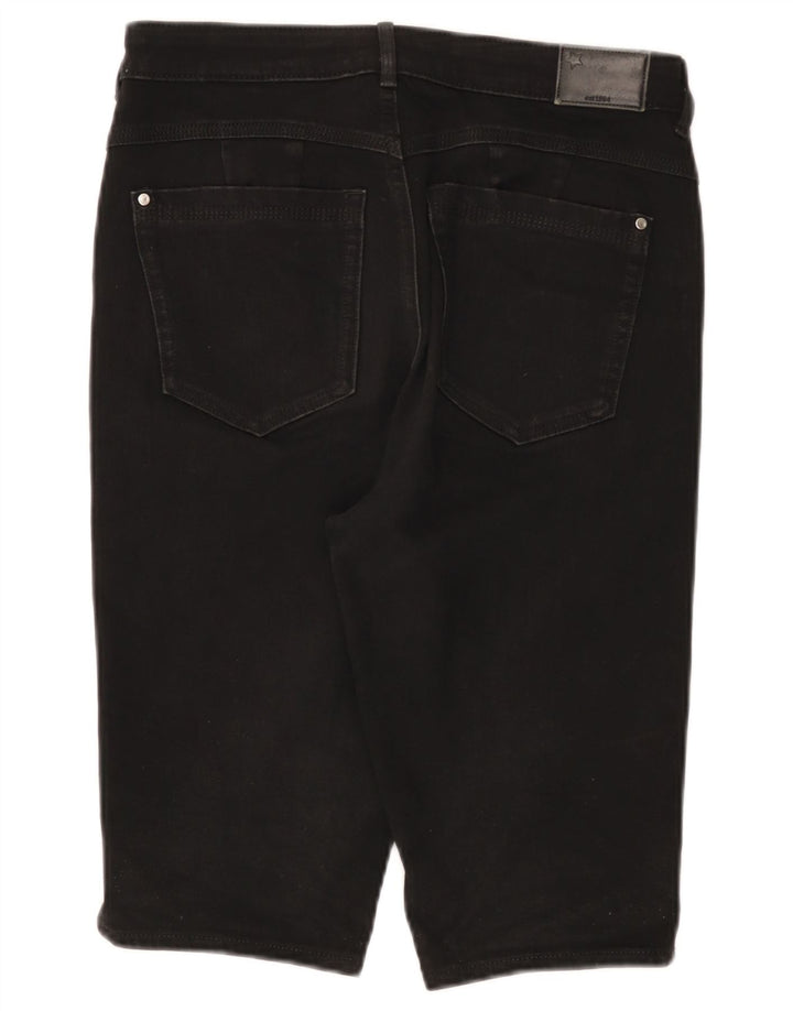 Bermuda jeans feminina Marks & Spencer Reino Unido 12 médio W30 algodão preto