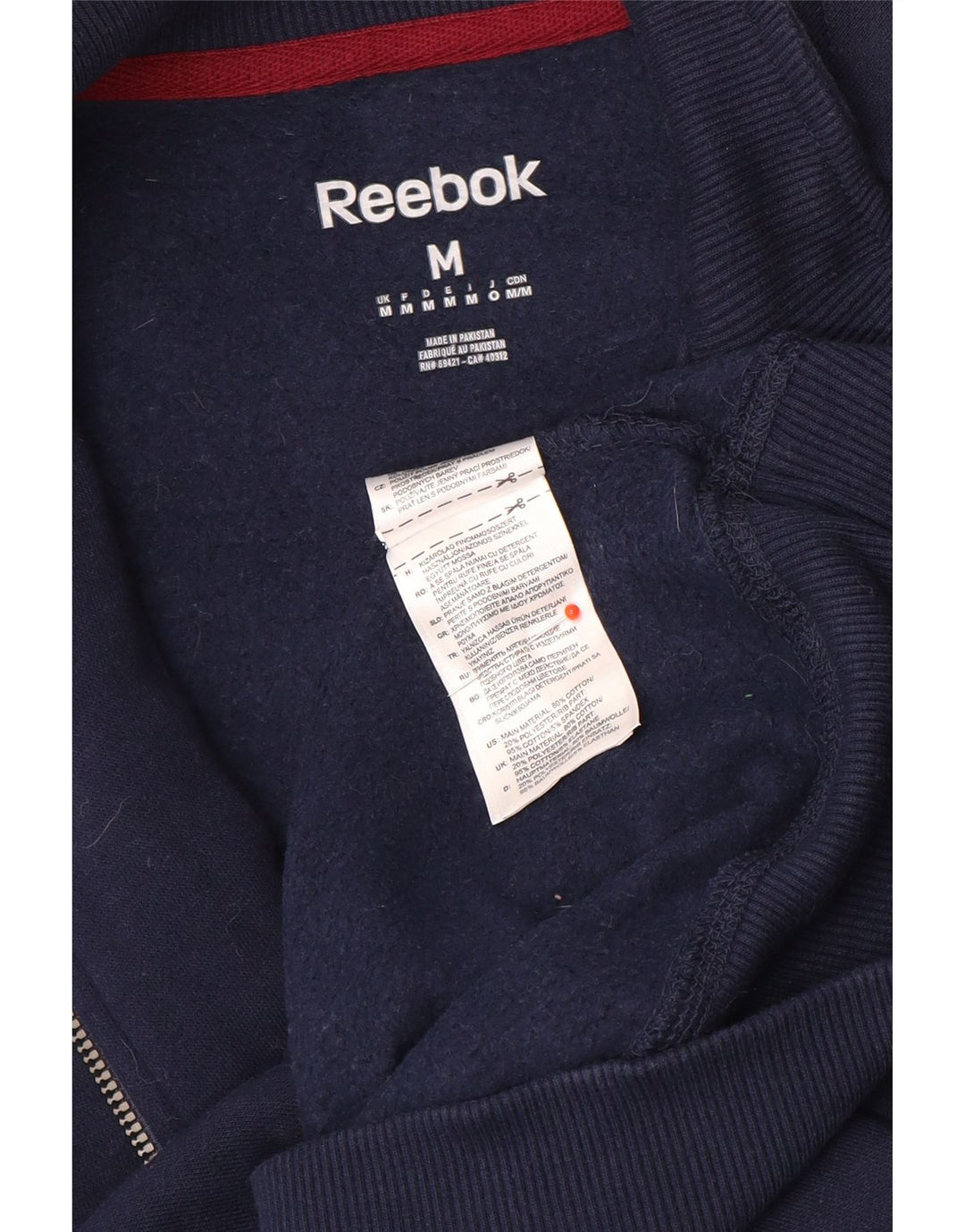 Reebok Mens Tracksuit Top Jacket Médio Azul Marinho Algodão
