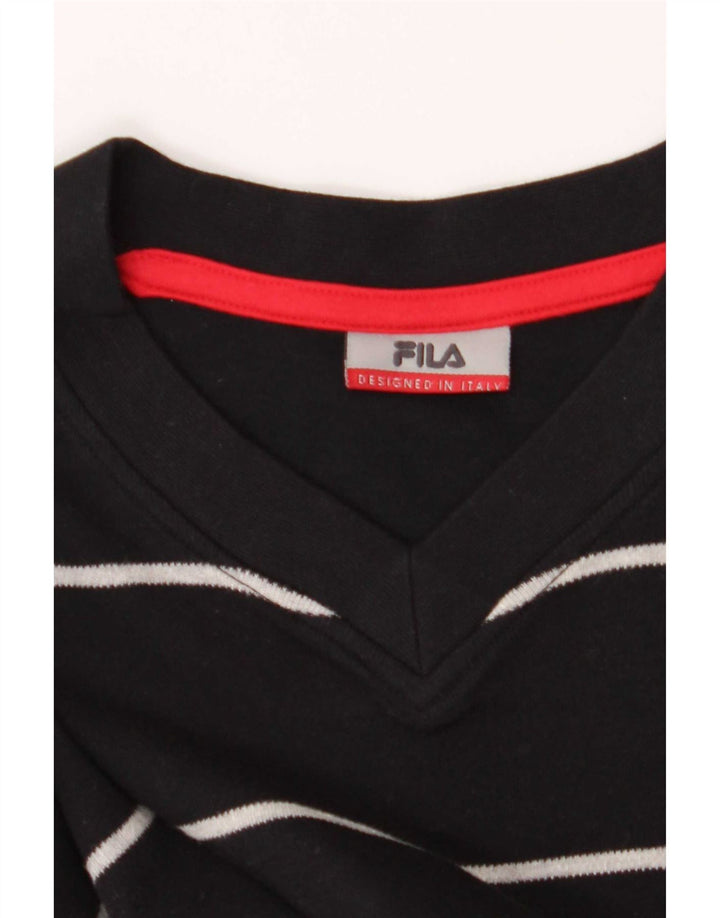 Fila Mens Regular Top Manga Longa Médio Algodão Listrado Preto
