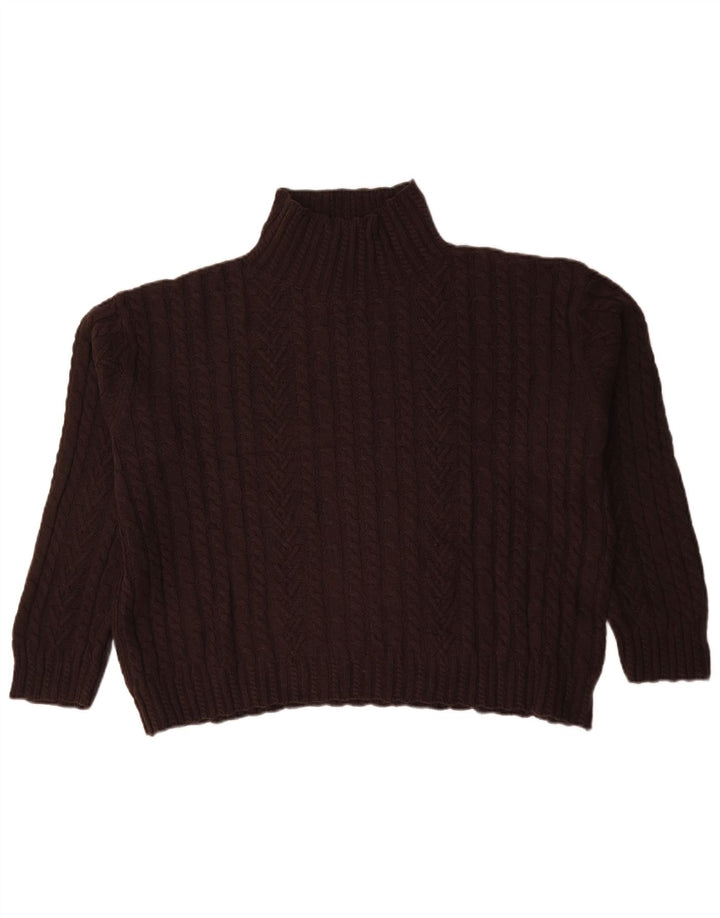 Suéter feminino Marks & Spencer com gola tartaruga Reino Unido 16 grande marrom