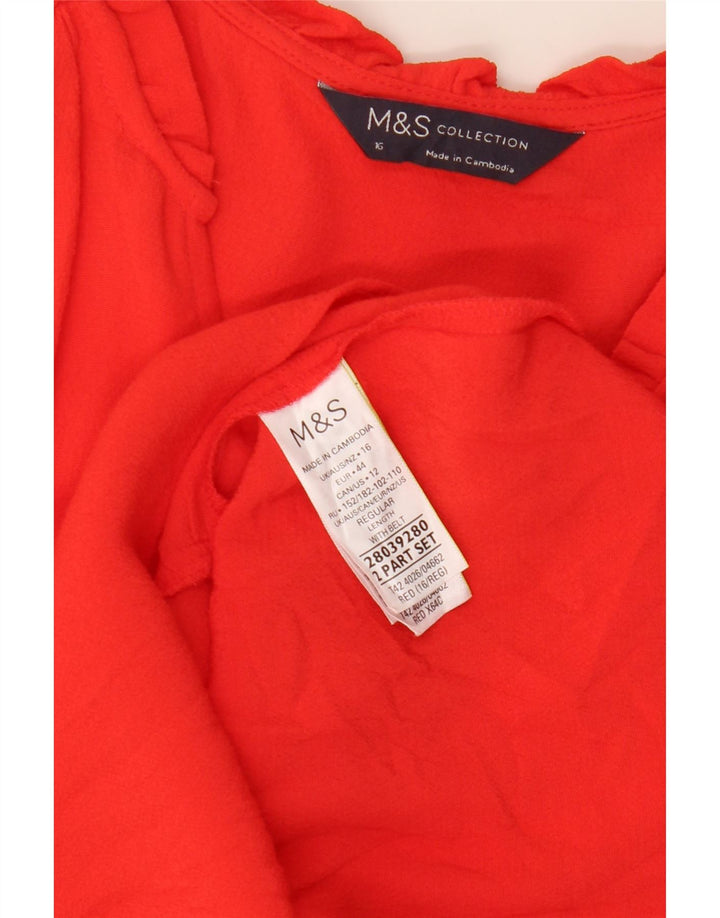 Vestido feminino Marks & Spencer de manga comprida grande tamanho UK 16 vermelho grande