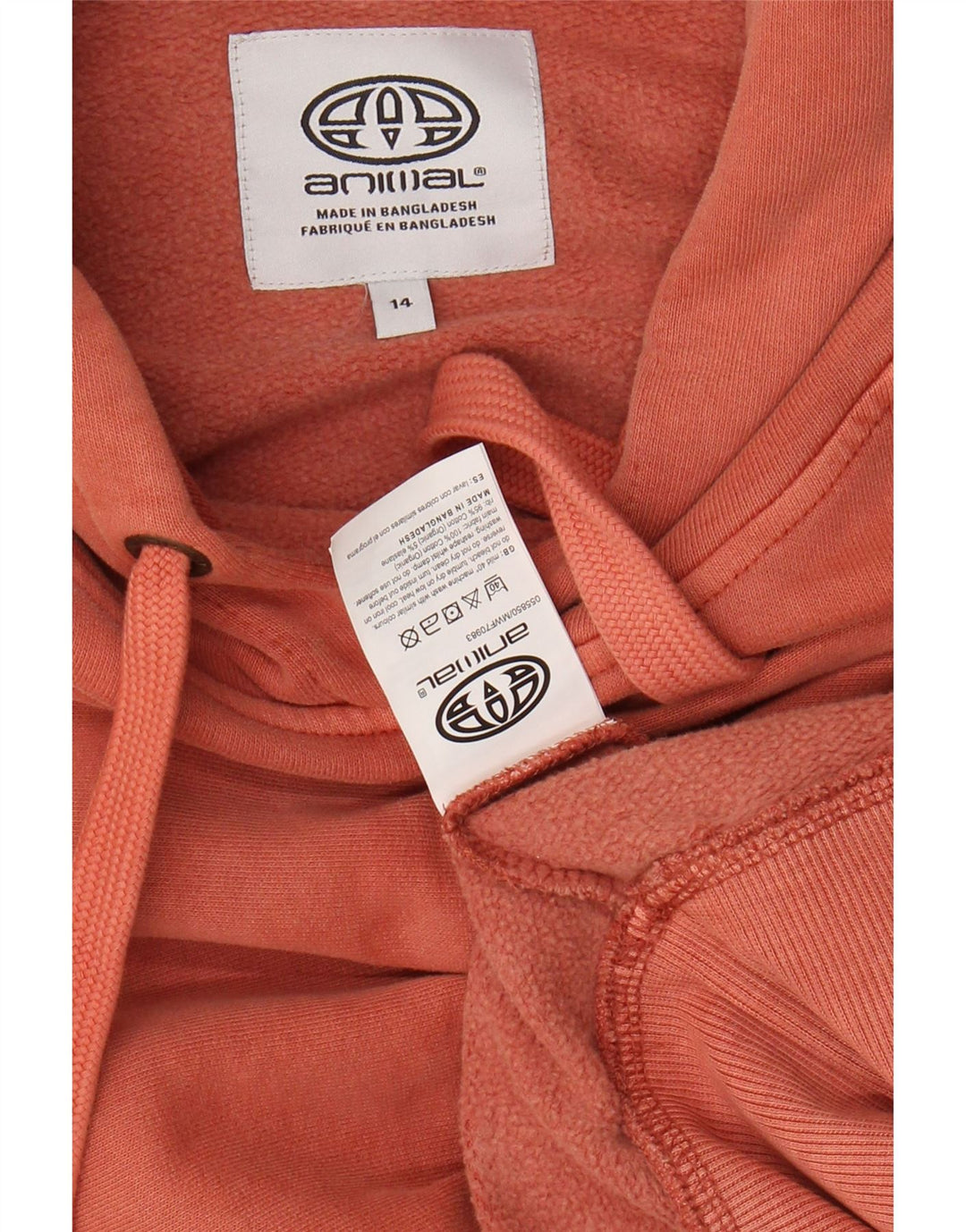 ANIMAL feminino gráfico oversized moletom com capuz Reino Unido 14 grande algodão rosa