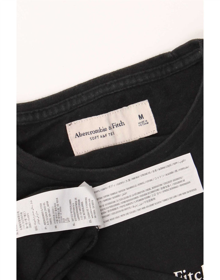 Top gráfico masculino Abercrombie & Fitch de manga comprida de algodão preto médio