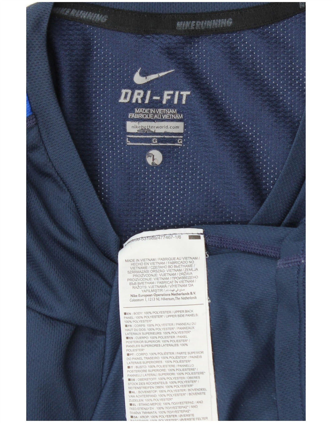 Camiseta Nike Masculina Dri Fit Top Grande Azul Marinho Colourblock Poliéster