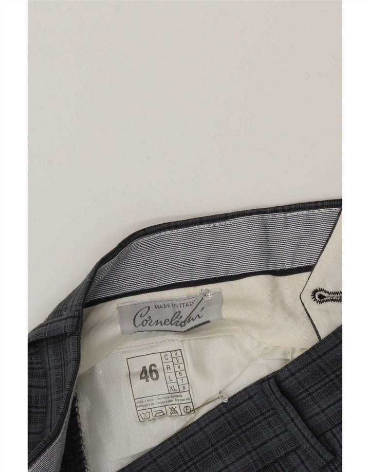 Calça Corneliani Masculina Pegged Suit IT 46 Pequeno W30 L30 Azul Xadrez