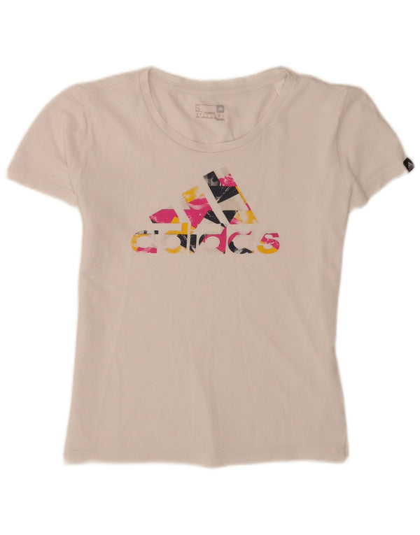 Adidas Camiseta Feminina Graphic Top UK 8/10 Pequeno Algodão Branco