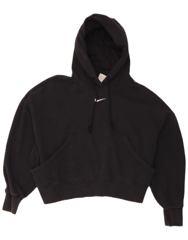 Nike Womens Oversized Hoodie Jumper UK 14 Médio Algodão Preto