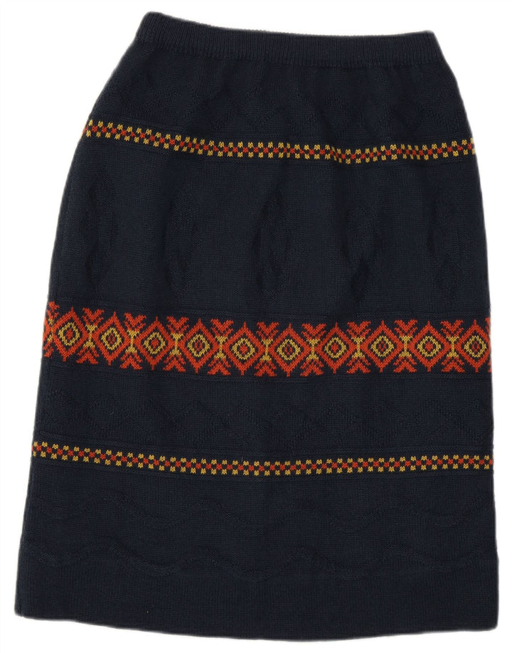 Saia Midi Feminina Vintage W28 Médio Azul Marinho Argyle/Diamante