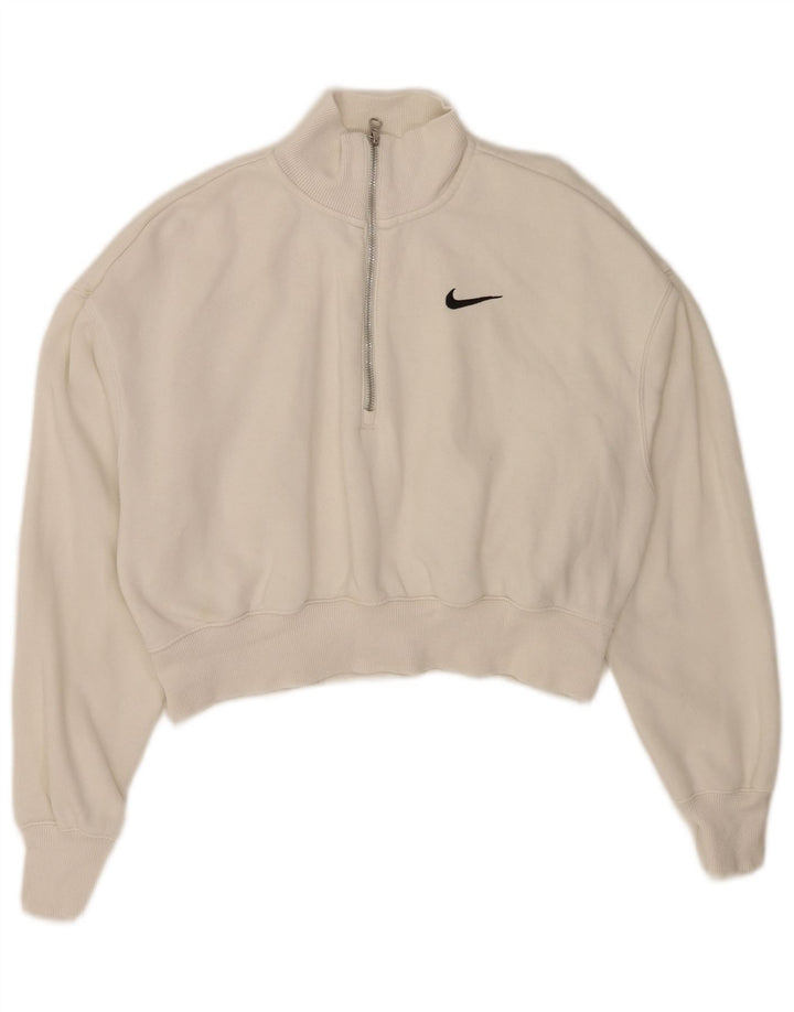 Moletom Nike feminino oversized com zíper e gola alta UK 10 pequeno branco