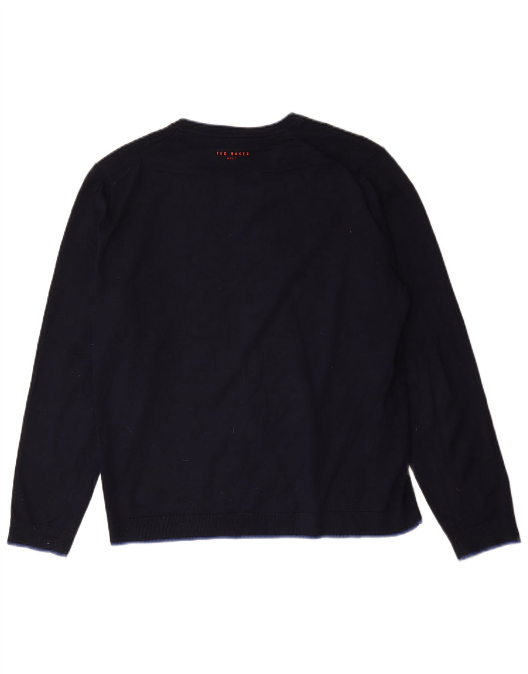 Suéter masculino Ted Baker com decote em V tamanho 4 grande azul marinho