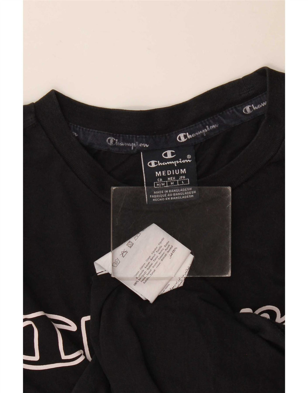 Camiseta gráfica masculina Champion de algodão preto médio