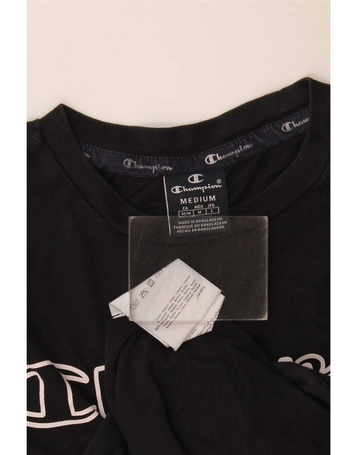 Camiseta gráfica masculina Champion de algodão preto médio