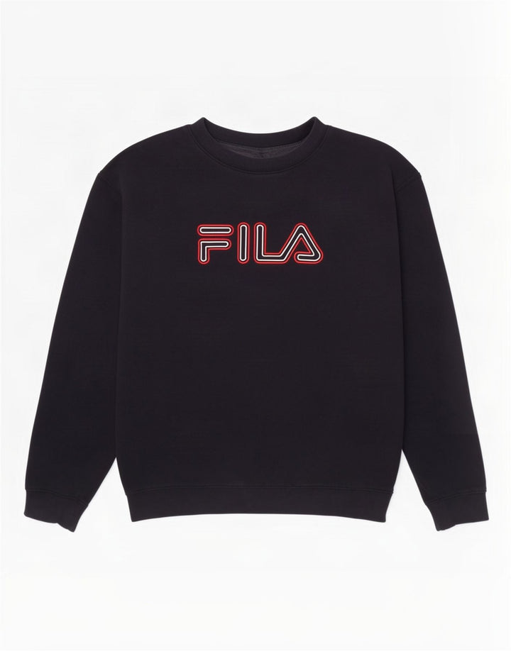 Fila moletom gráfico masculino jumper grande algodão azul marinho