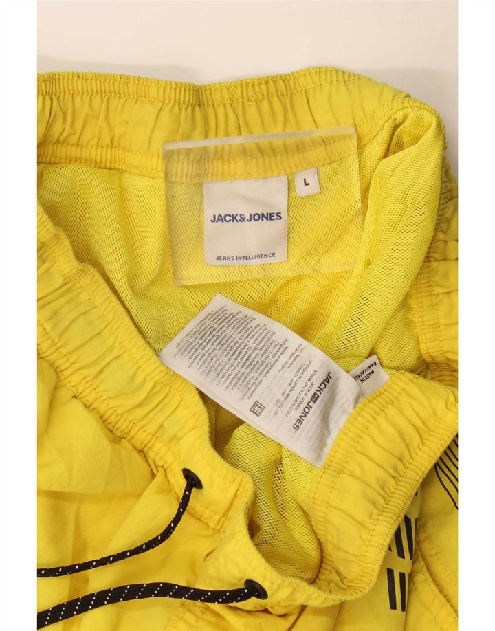 Shorts de natação masculino Jack & Jones gráfico grande poliéster amarelo