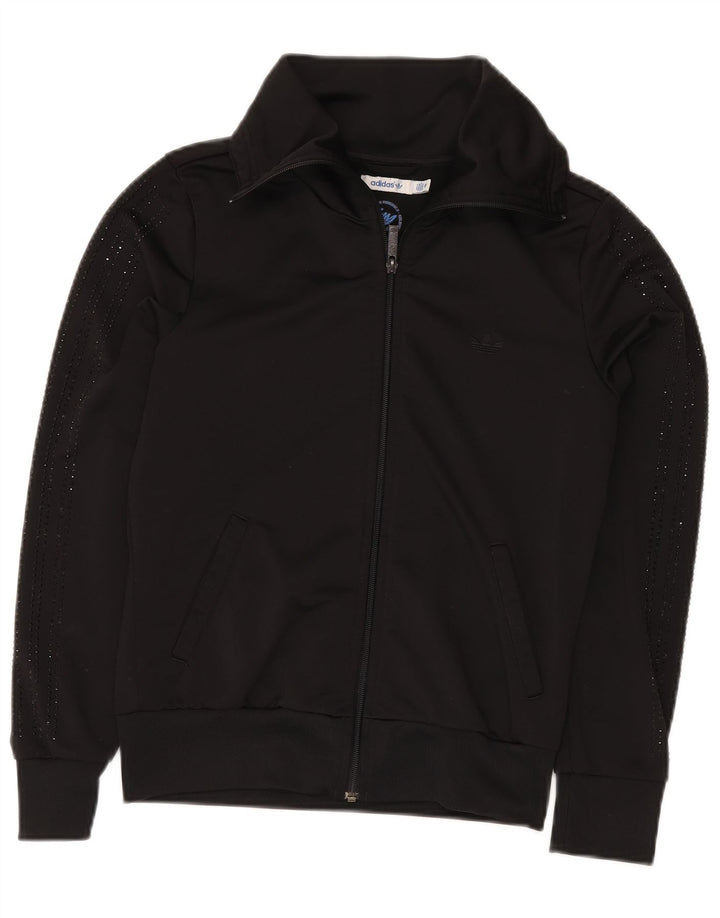 ADIDAS Womens Tracksuit Top Jacket EU 38 Médio Preto Poliéster