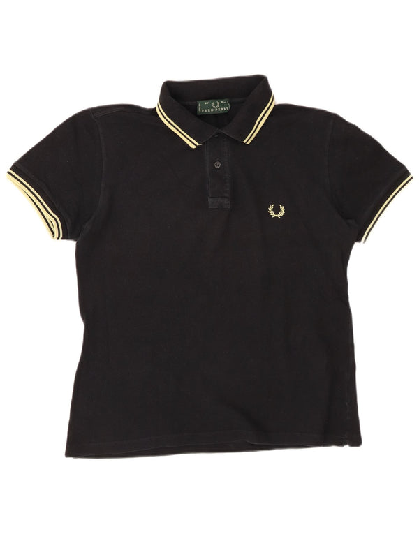 FRED PERRY Mens Polo Shirt Medium Black Cotton