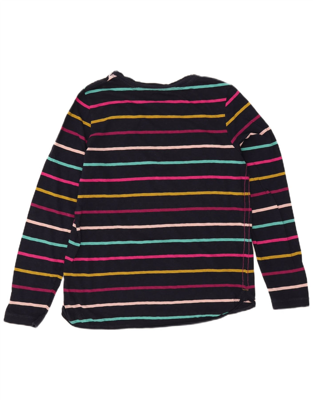 WHITE STUFF Top feminino de manga comprida UK 14 grande listrado azul marinho