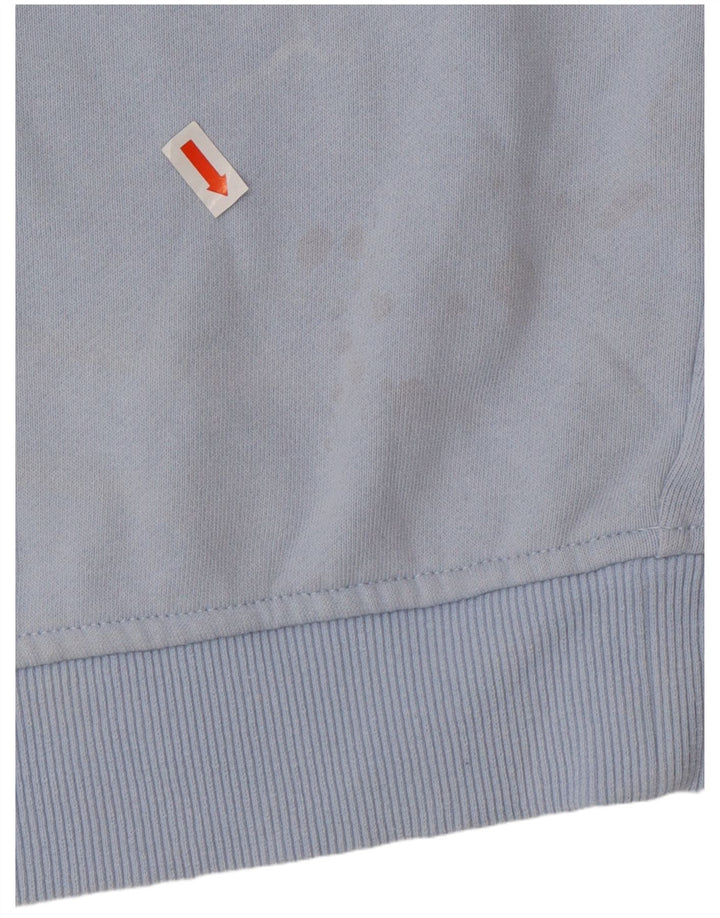 FILA moletom gráfico feminino jumper UK 14 algodão colorblock azul médio