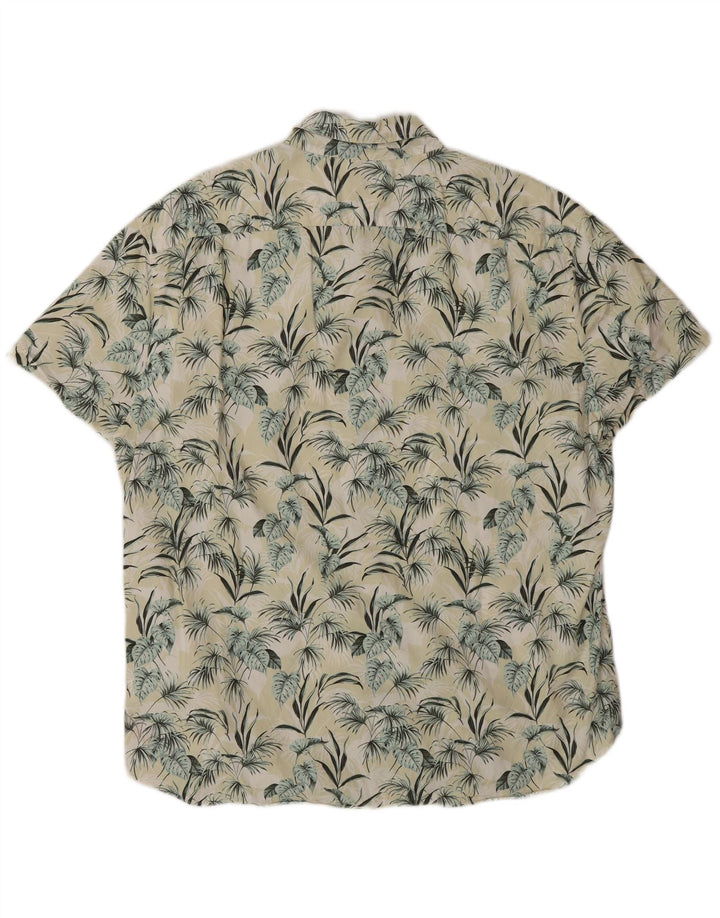 J. CREW Camisa masculina de manga curta XL amarelo floral algodão havaiano