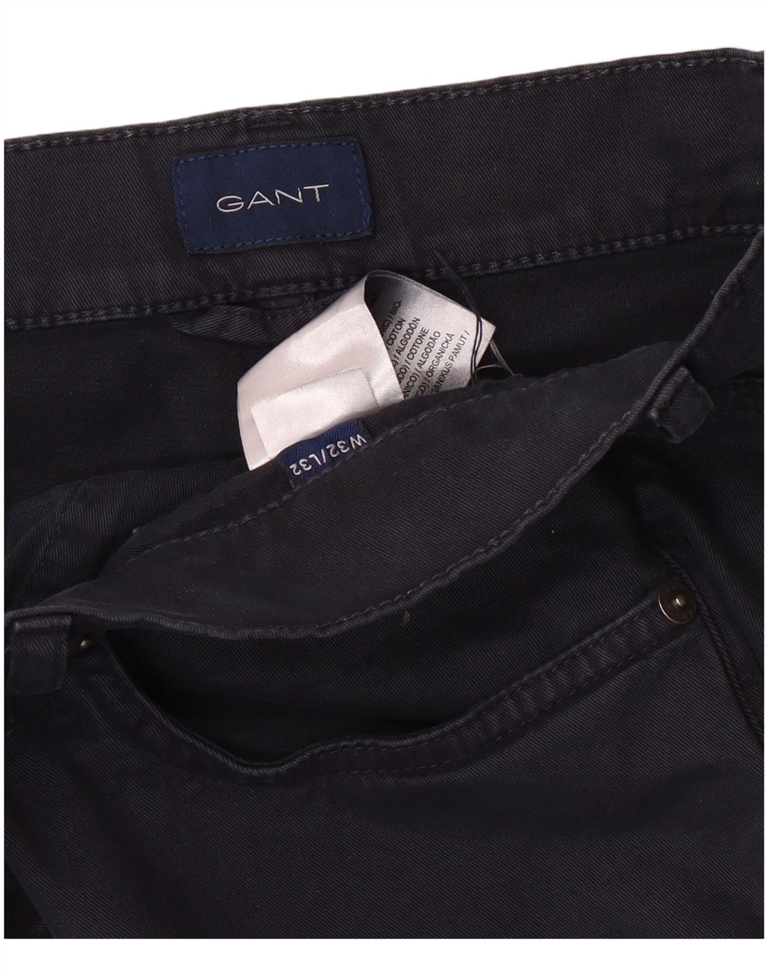 Calça masculina reta casual Gant W32 L32 algodão azul marinho