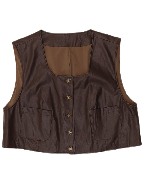 Colete de couro superdimensionado vintage feminino Reino Unido 14 marrom médio