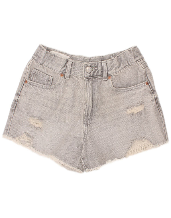 Zara Girls Shorts jeans desgastados 11-12 anos W24 cinza