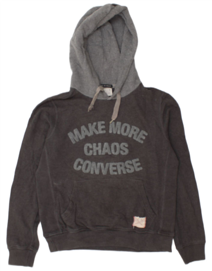 Converse masculino gráfico moletom com capuz pequeno algodão cinza