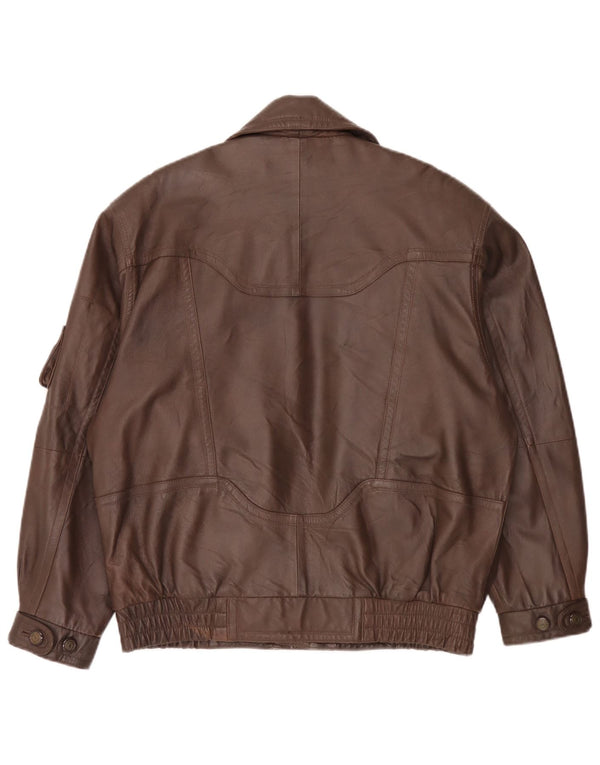 Jaqueta de couro masculina vintage IT 48 marrom médio