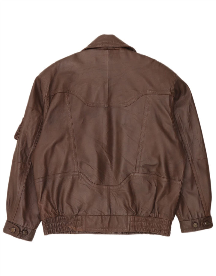 Jaqueta de couro masculina vintage IT 48 marrom médio