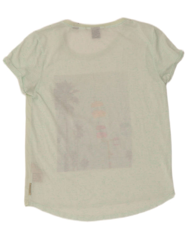 Camiseta feminina gráfica Maison Scotch Top UK 12 poliéster verde médio