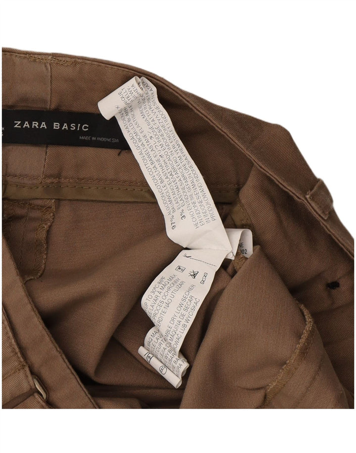 ZARA Calça Feminina Slim Cropped W26 L26 Algodão Marrom
