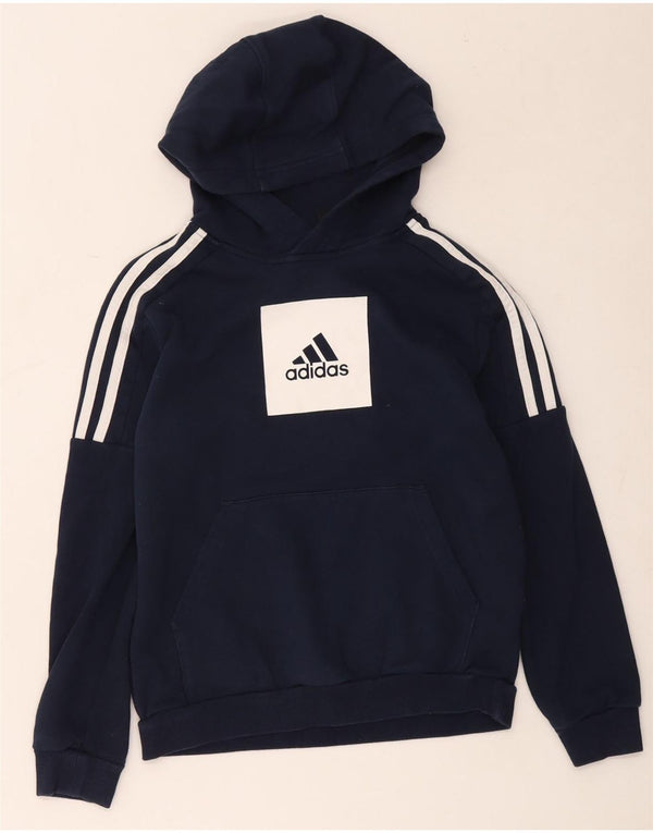Camisola com capuz gráfico Adidas Boys 11-12 anos azul marinho algodão