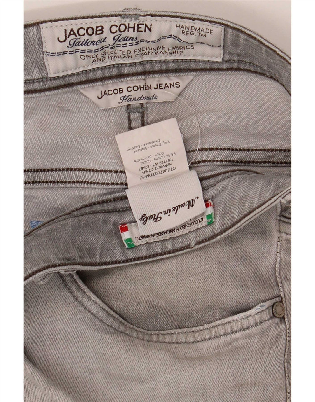 Jacob Cohen Mens Jeans Slim W34 L30 Algodão Cinza