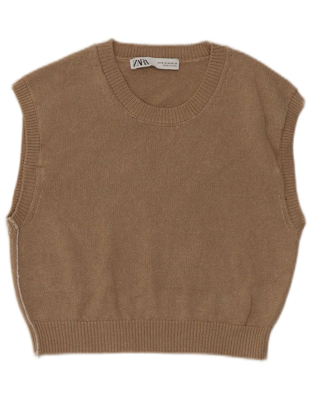 Zara Womens Crop Vest Regata Reino Unido 12 Médio Marrom