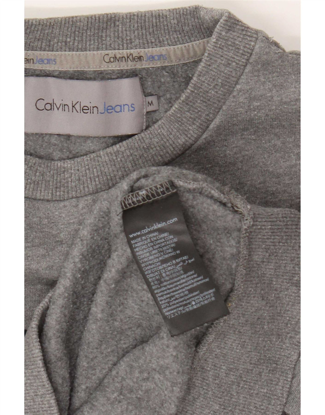 Calvin Klein Jeans Masculino moletom gráfico jumper médio cinza manchado