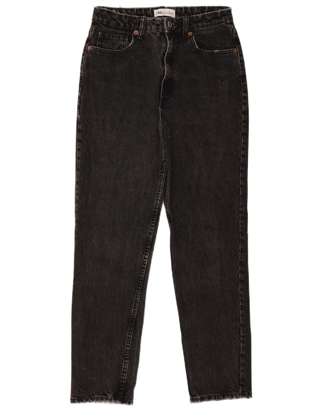 ZARA Calça jeans feminina desgastada EU 38 pequena W28 L27 cinza