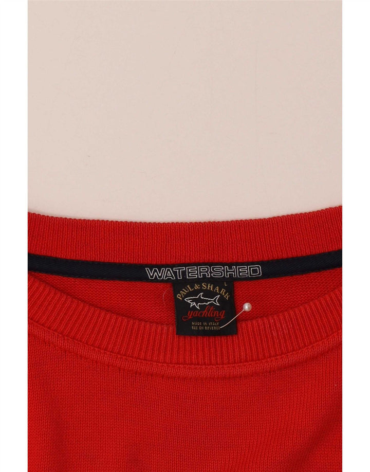 Suéter masculino Paul & Shark com gola redonda, grande algodão vermelho