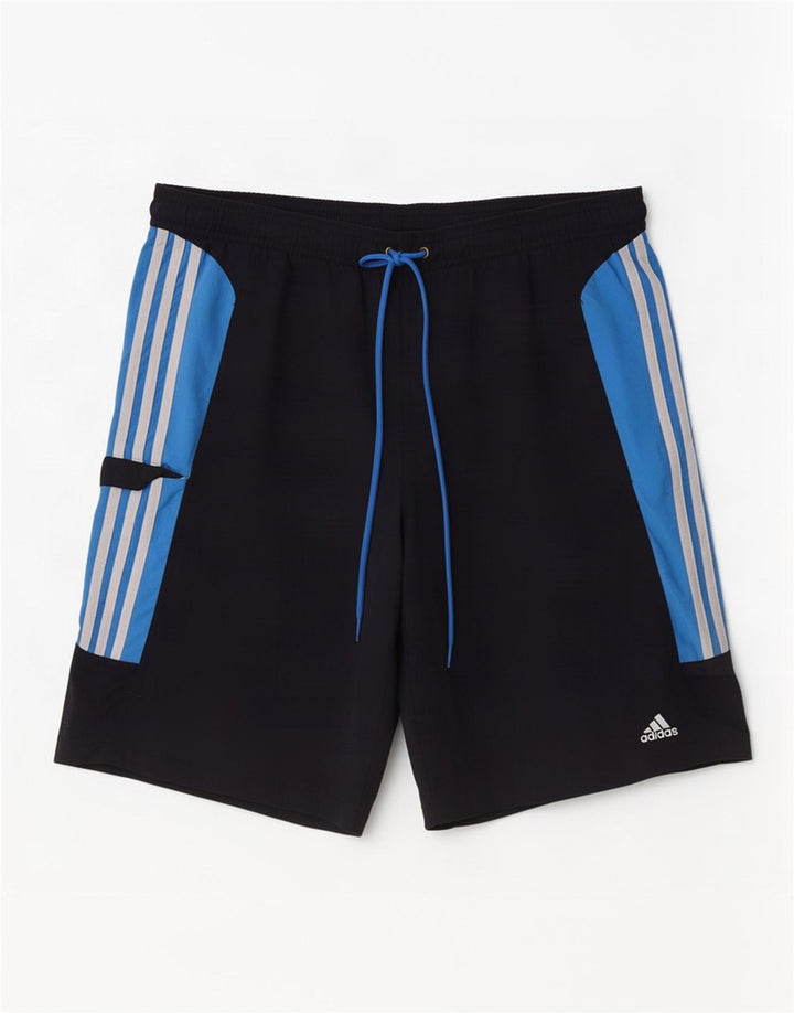 Shorts de natação masculinos Adidas Cargo grande poliéster colorblock azul marinho