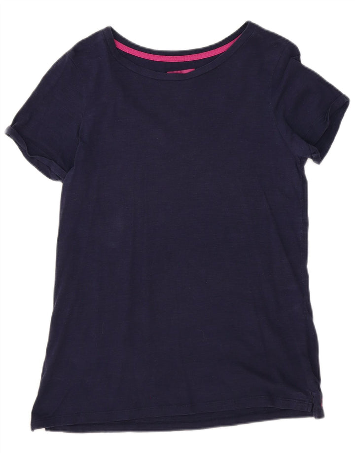 Camiseta feminina Joules Top UK 12 médio algodão azul marinho