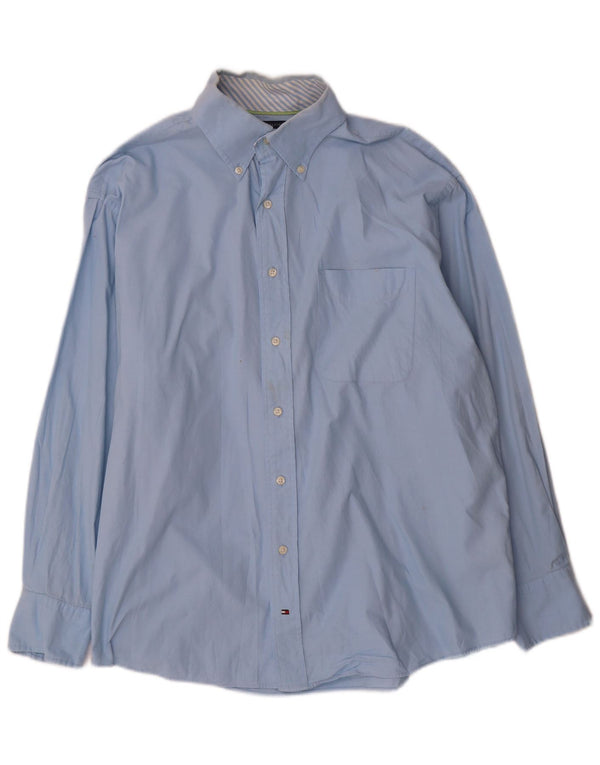 Camisa masculina Tommy Hilfiger tamanho 16 1/2 grande algodão azul