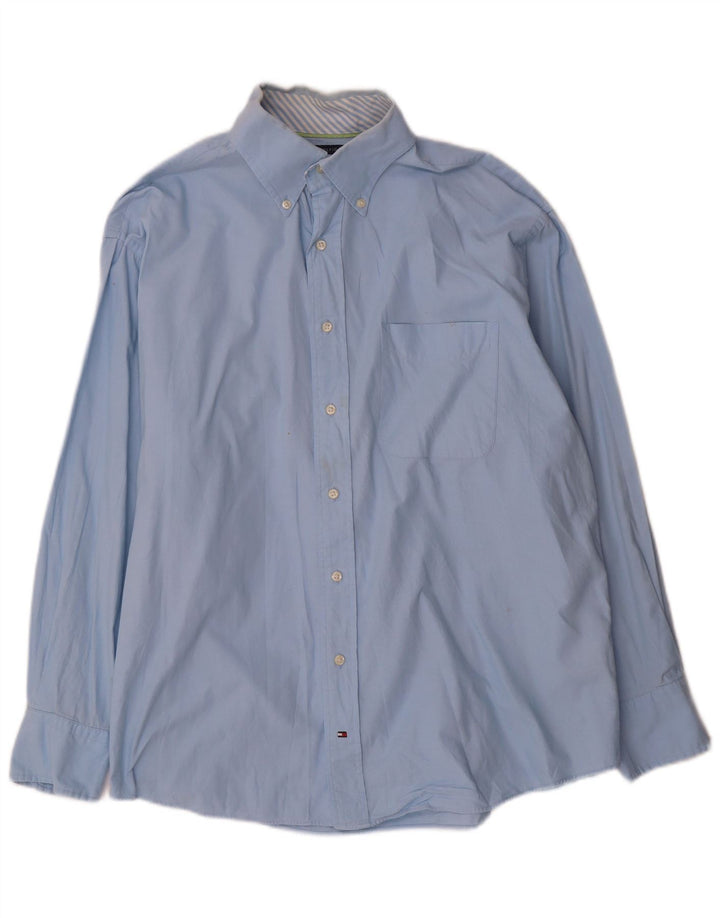 Camisa masculina Tommy Hilfiger tamanho 16 1/2 grande algodão azul