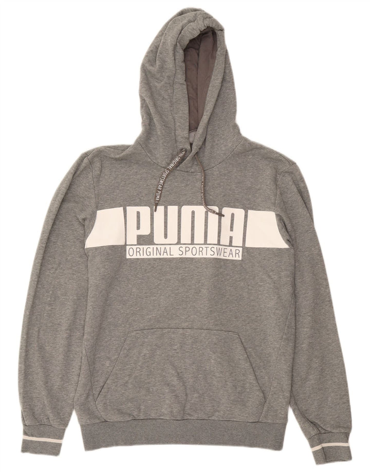 Puma Mens Graphic Hoodie Jumper Médio Algodão Cinza