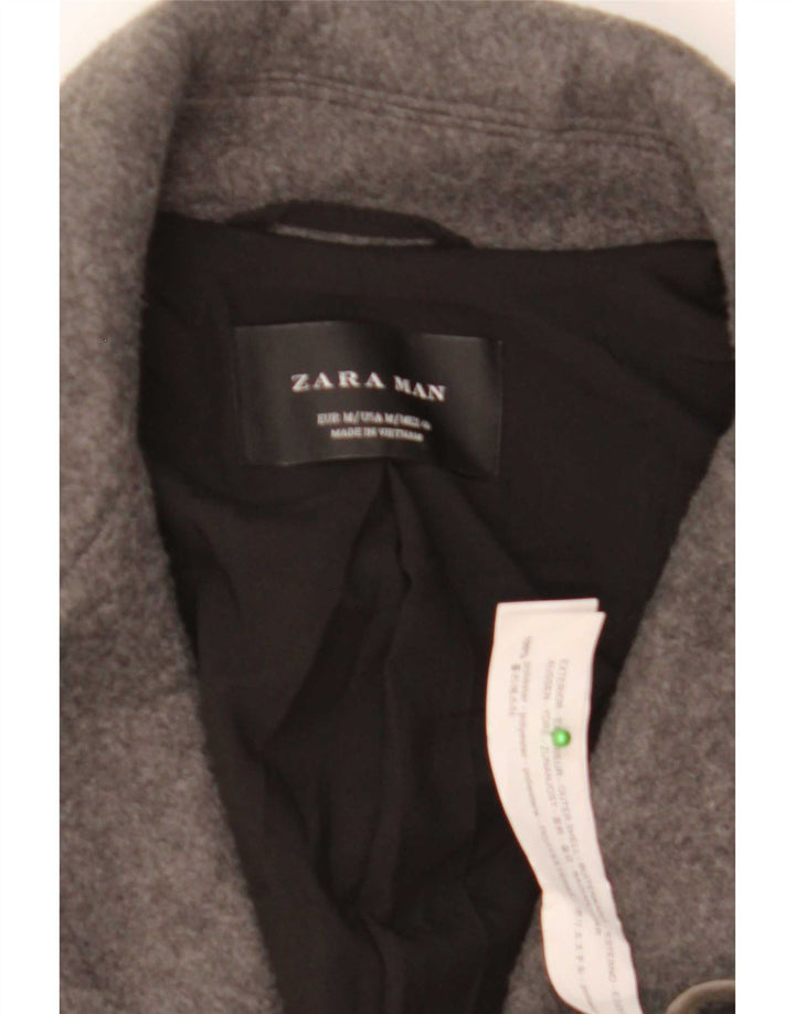 Sobretudo masculino Zara UK 38 poliéster cinza médio
