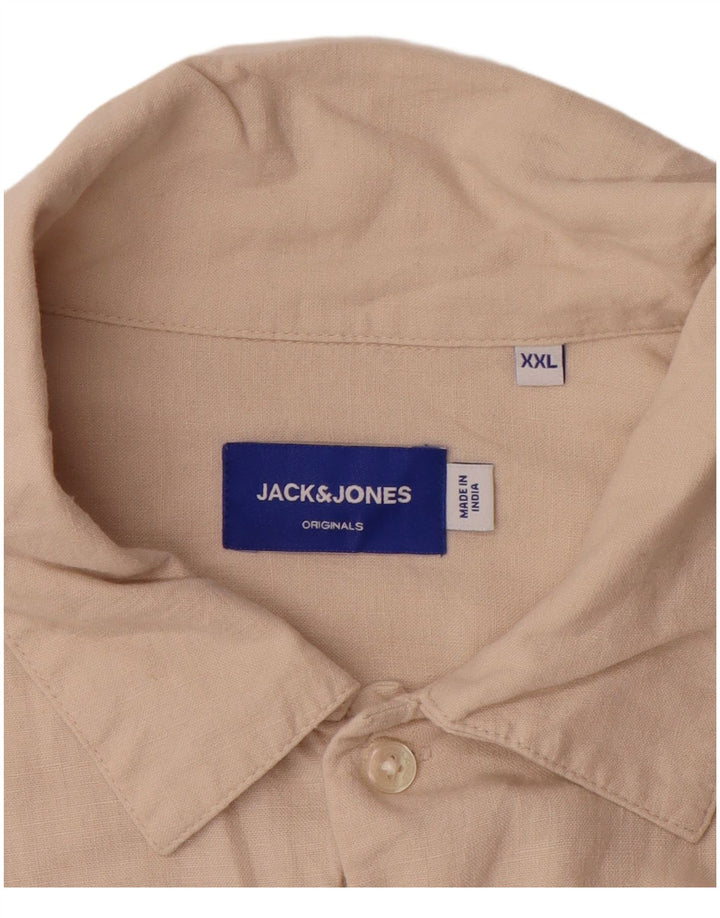 Camisa masculina de manga curta JACK & JONES 2XL bege