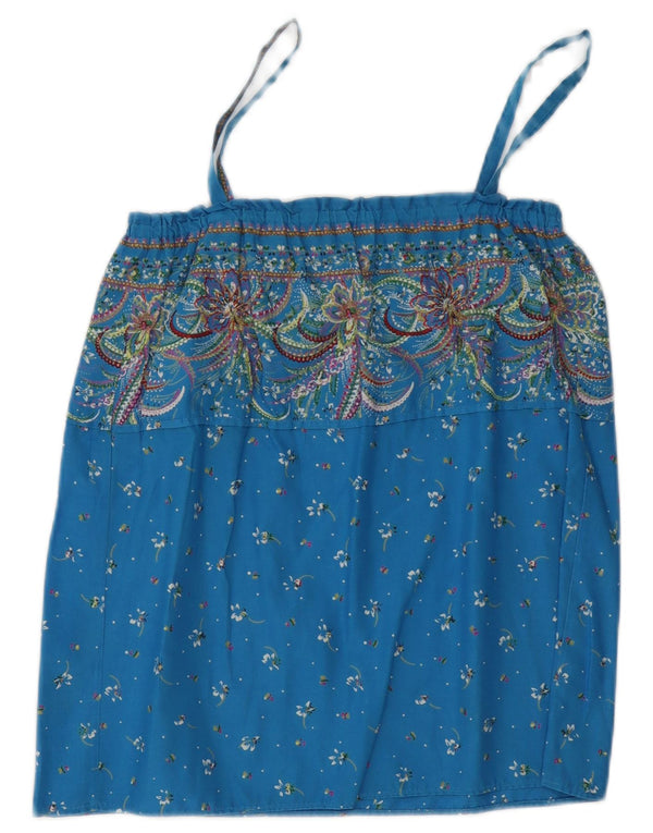 Cami Top Feminino Vintage UK 12 Floral Azul Médio